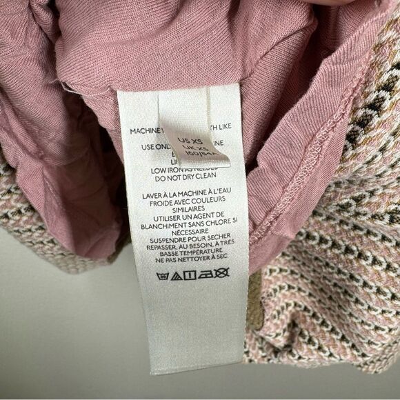 Anthropologie Maeve Jacquard Mini Fit & Flare Dress Lace Up Back Light Pink XS - Picture 9 of 11